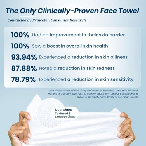 Clean Skin Club XL Face Towels 100 Biobased 50 Ct