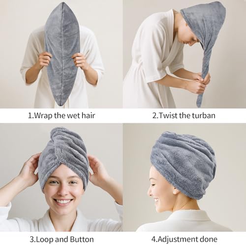 3 Pack Plush Yarn Hair Towel Wrap for Women