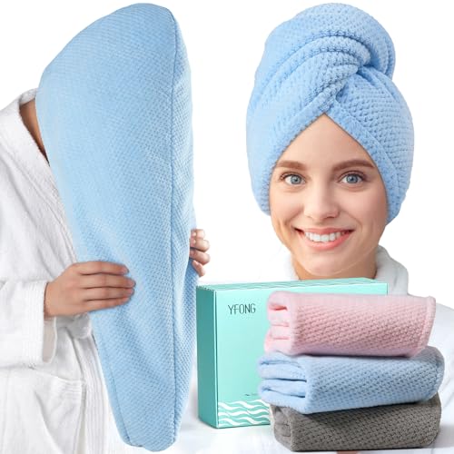 YFONG 3 Pack Microfiber Hair Towel Wrap