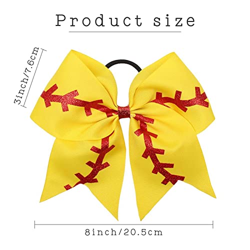 16PCS 8 Inch Cheer Hair Bows Ponytail Holder Elastic Band for Girls