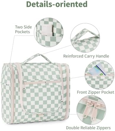 Narwey Checked Hanging Travel Toiletry Bag for Women