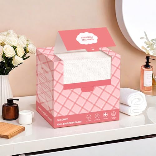 ICOTLE 50 Pack Disposable Face Towels 10x12