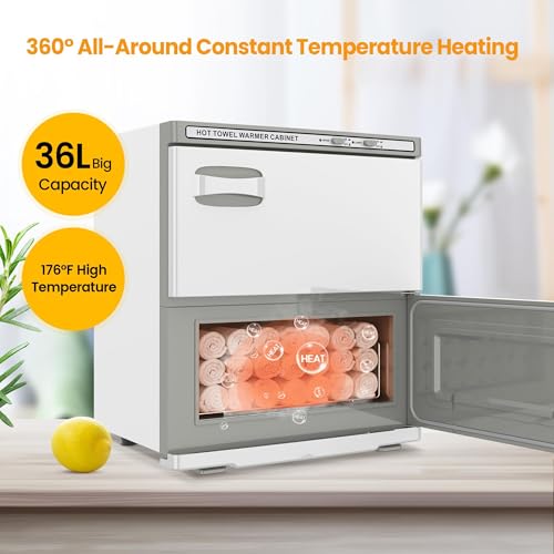 SalonDepot Hot Towel Warmer Double Cabinet 36L White