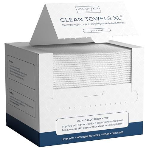 Clean Skin Club XL Face Towels 100 Biobased 50 Ct