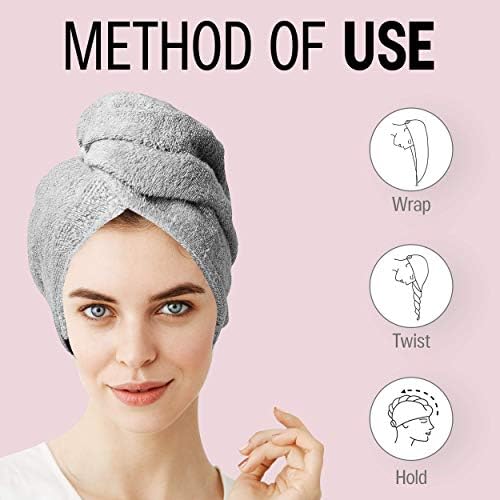 KEEPOZ Hair Towel Wrap for Women 100 Cotton Turban Head Wrap