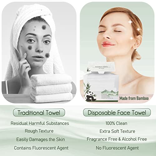 WOWOTEX Bamboo Viscose Face Wipes 60 Count Biodegradable