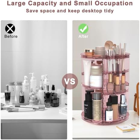 Jiavarry Rotating Makeup Organizer with 8 Adjustable Layers