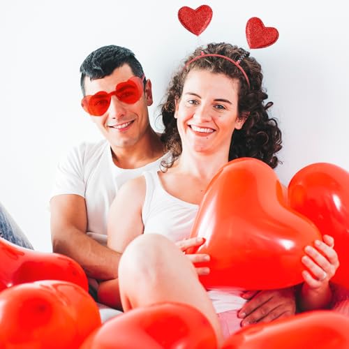 Valentine Heart Headband and Sunglasses Set Red
