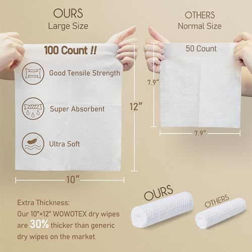 WOWOTEX Luxe Bamboo Towel Container with 100 Biodegradable Face Towels 1
