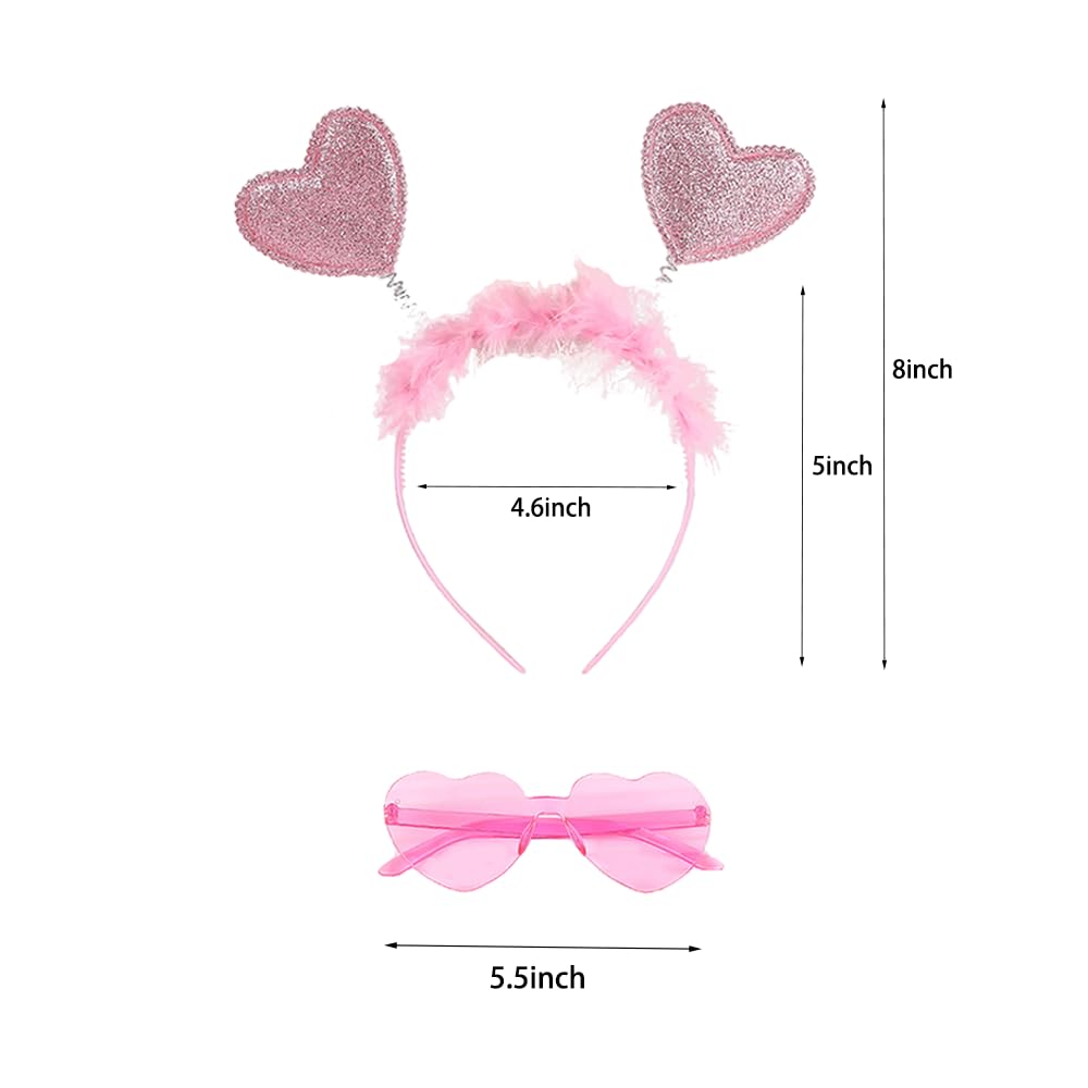 Pink Heart Headband with Sunglasses for Valentines Party