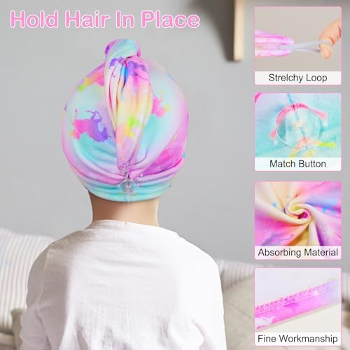 Basumee Microfiber Hair Towel Wrap Unicorn 2 Pack