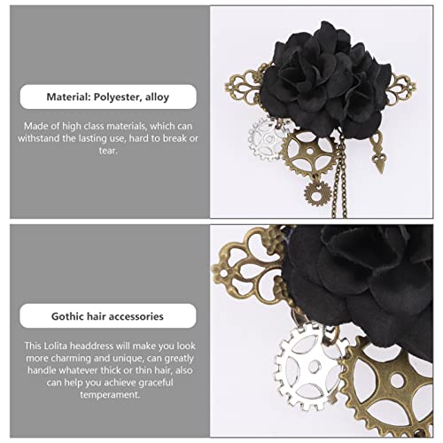 Beaupretty Steampunk Tassel Hair Clips with Rose and Chain Design