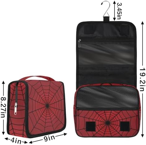 Red Web Hanging Travel Toiletry Bag with Sturdy Hook