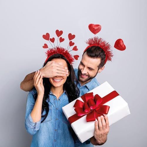 HIPIHOM 2PCS Red Heart Headband Set for Valentines Day