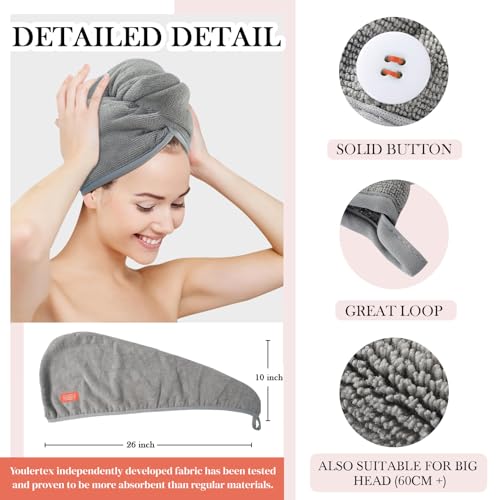 YoulerTex Microfiber Hair Towel 2 Pack