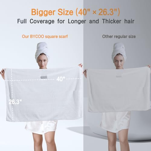 BYCOO Large Microfiber Hair Towel Wrap - White X-Large