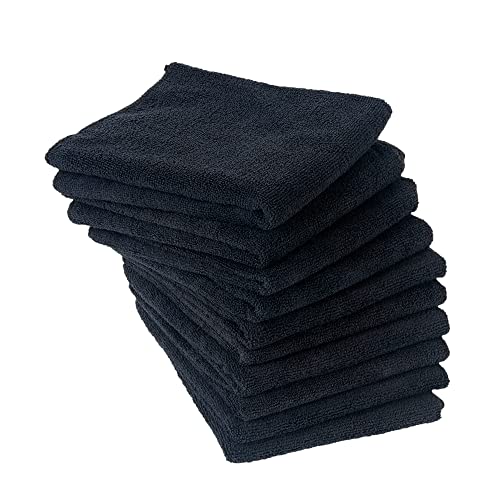 Eurow Microfiber Salon Towels 16x29 Inches 10-Pack Black