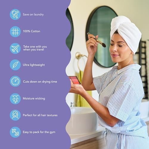 Turbie Twist 3-Pack Cotton Hair Towel Wrap - White