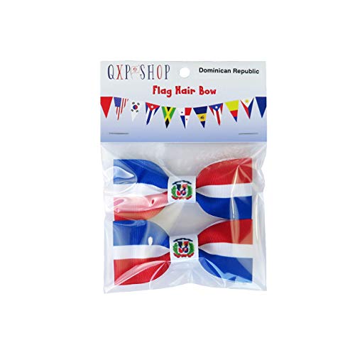 Dominican Republic Flag Hair Bows with Clips for Girls and Toddlers