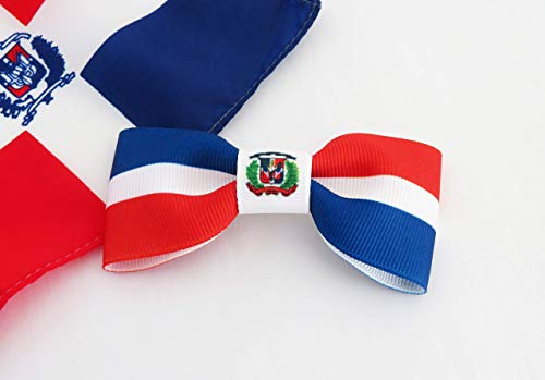 Dominican Republic Flag Hair Bows with Clips for Girls and Toddlers