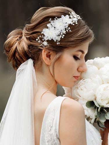 SWEETV Silver Rhinestone Wedding Headband for Bride
