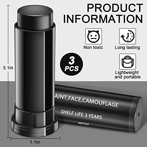 Rismise 3pcs Football Eye Black Paint Stick for Sports Halloween