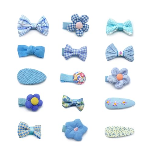 15 Pcs Cute Bows Fabric Hair Clips for Girls and Women