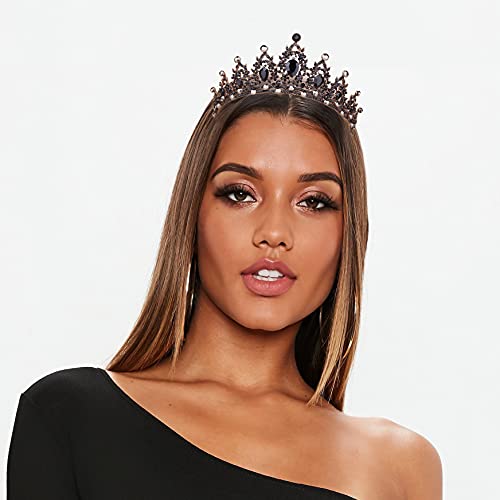 Vofler Black Crown Tiara for Women - Gothic Halloween Costume Headband