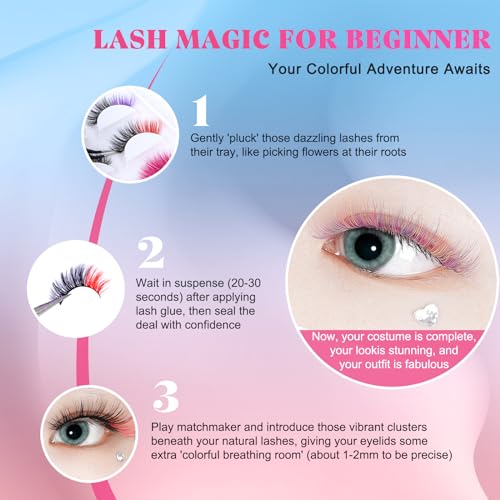 Halloween Colored Eyelashes 5 Pairs Faux Mink