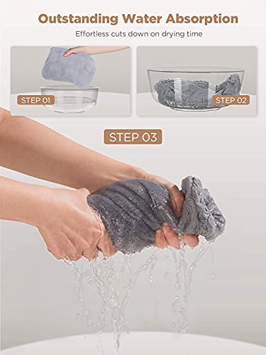 Hicober Microfiber Hair Towel Set 3-Pack Anti-Frizz Drying Wrap