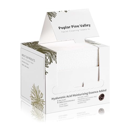 Poplar Pine Valley Hyaluronic Acid Facial Cleaning Towels 50 Ct
