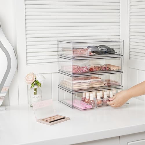 Vtopmart 121 W Clear Stackable Storage Drawers 2 Pack