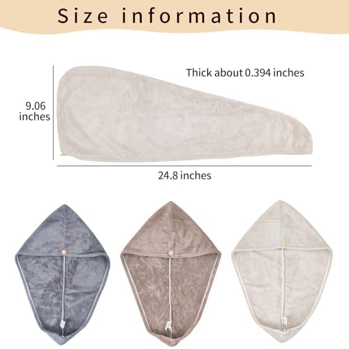 3 Pack Plush Yarn Hair Towel Wrap for Women
