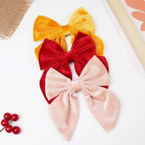 DED 9PCS Velvet Hair Bows with Alligator Clips for Girls