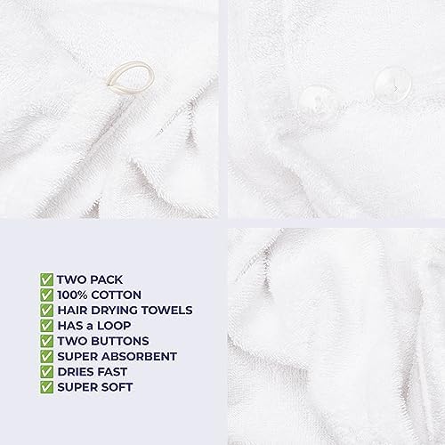 American Soft Linen 100 Cotton Hair Towels 2 Pack