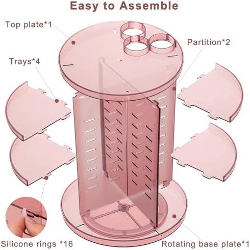 Jiavarry Rotating Makeup Organizer with 8 Adjustable Layers