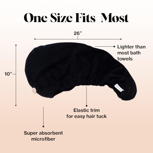Kitsch Microfiber Hair Towel Wrap - Black 1