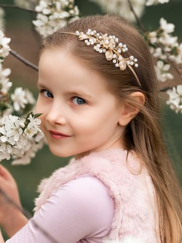 SWEETV Flower Girl Headpiece with Glittering Rhinestones