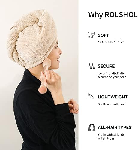 ROLSHOL Extra Large 4 Pack Microfiber Hair Towel Wrap