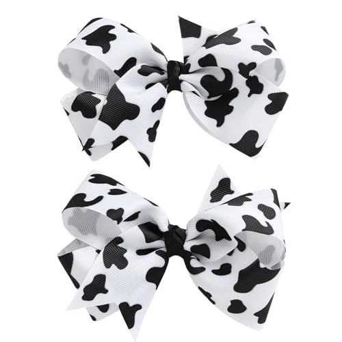 Nuolich 2Pcs Girls Cow Print Hair Clips 4 Inch