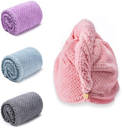Amrules Hair Towel Wrap 4 Pack for Wet Hair Dryers