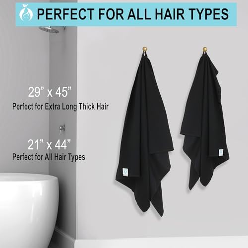Hair RePear Anti Frizz Cotton Towel Wrap Black 29 x 45