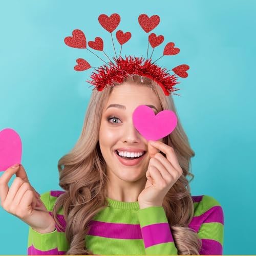 HIPIHOM 2PCS Red Heart Headband Set for Valentines Day