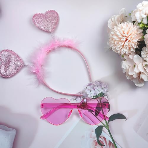 Pink Heart Headband with Sunglasses for Valentines Party