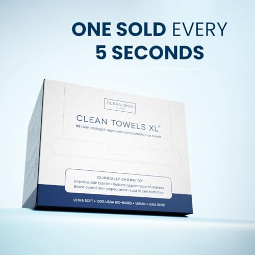 Clean Skin Club XL Face Towels 100 Biobased 50 Ct