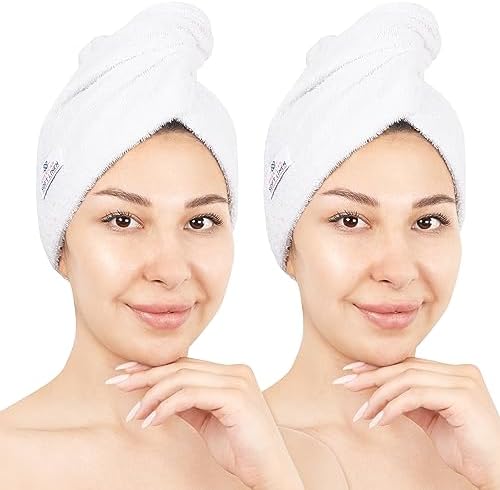 American Soft Linen 100 Cotton Hair Towels 2 Pack
