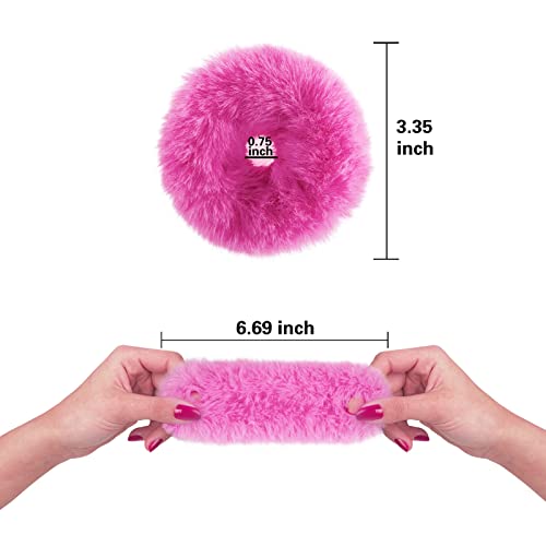 Mljsh 2PCS Pink Pom Pom Fuzzy Scrunchies
