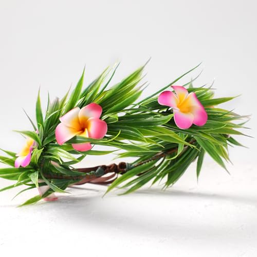 Hawaiian Flower Crown Headband - 3 Pcs Plumeria Hair Clips