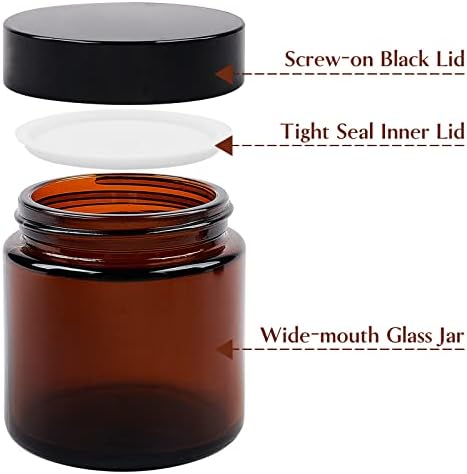 TUZAZO 12 Pack 4 Oz Amber Glass Jars with Leakproof Lids