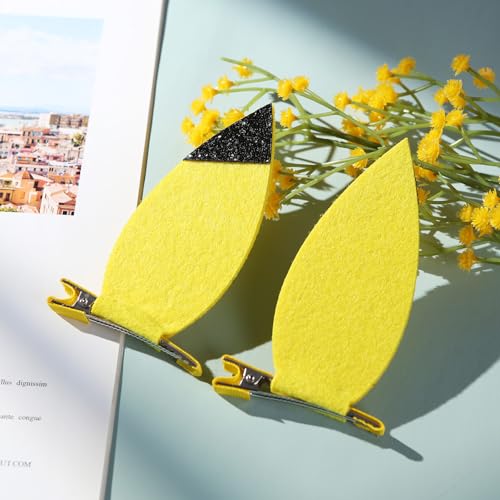JiaDuo Yellow Glitter Cartoon Ears Hair Clips - 1 Pair